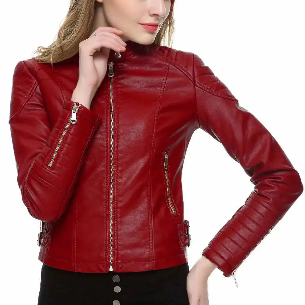 Womens Slim Fit Motorcycle Leather Jacket - Riders Republic UK