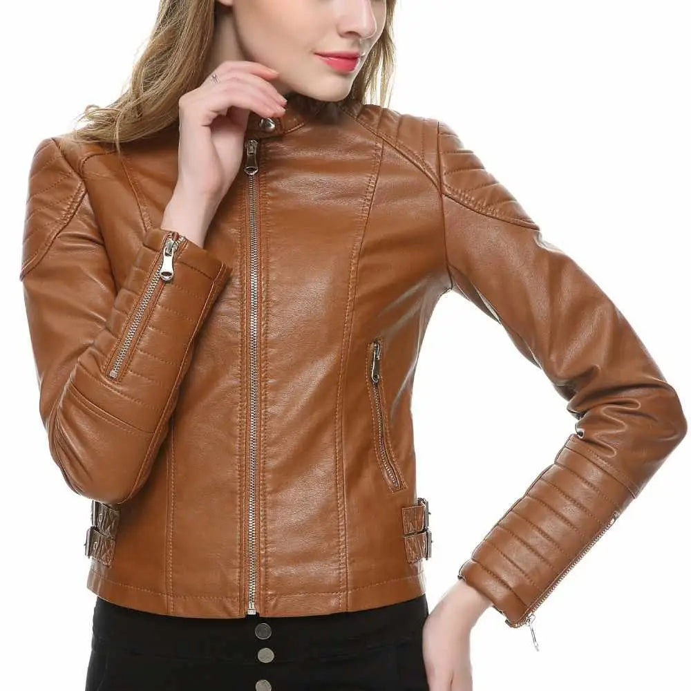 Womens Slim Fit Motorcycle Leather Jacket - Riders Republic UK