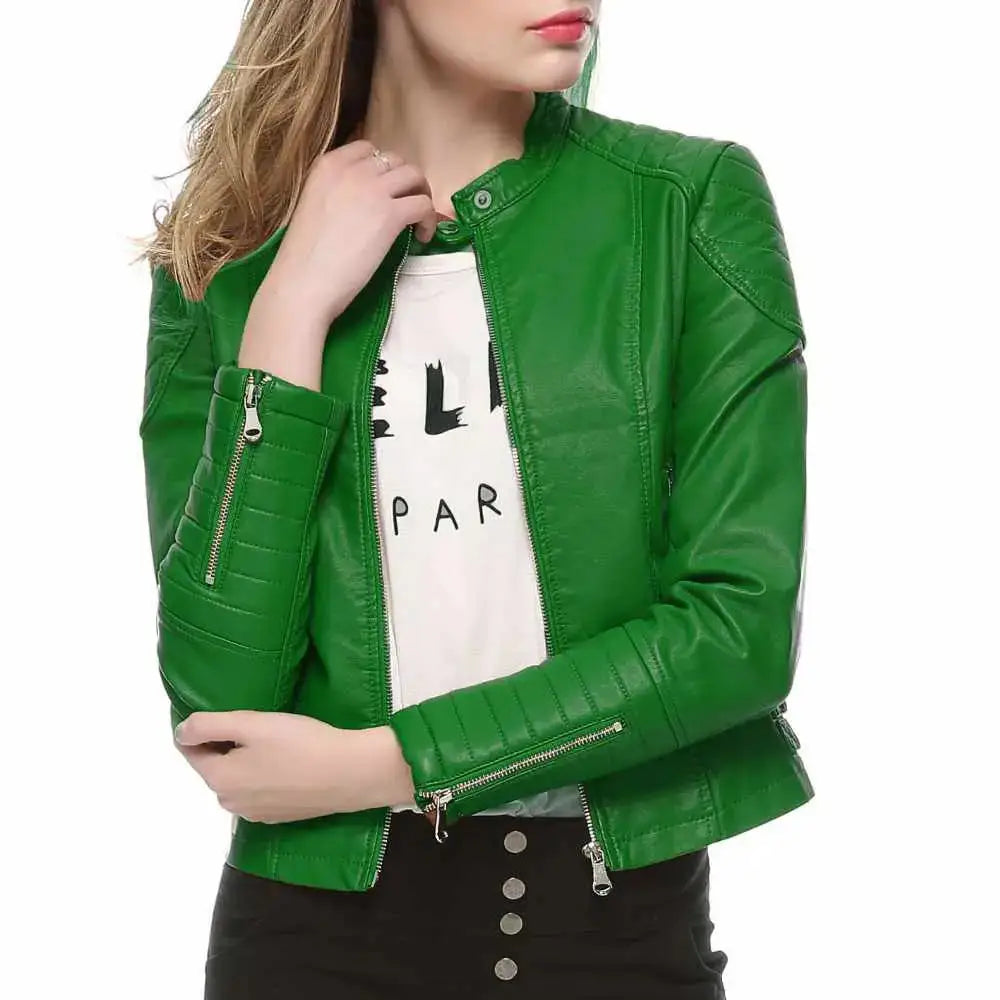 Womens Slim Fit Motorcycle Leather Jacket - Riders Republic UK