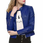 Womens Slim Fit Motorcycle Leather Jacket - Riders Republic UK