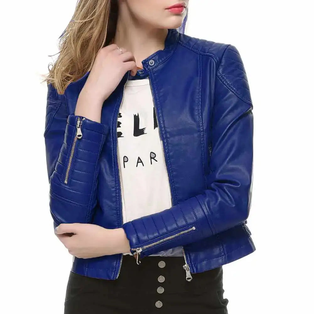Womens Slim Fit Motorcycle Leather Jacket - Riders Republic UK