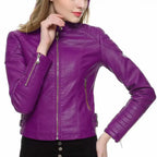 Womens Slim Fit Motorcycle Leather Jacket - Riders Republic UK