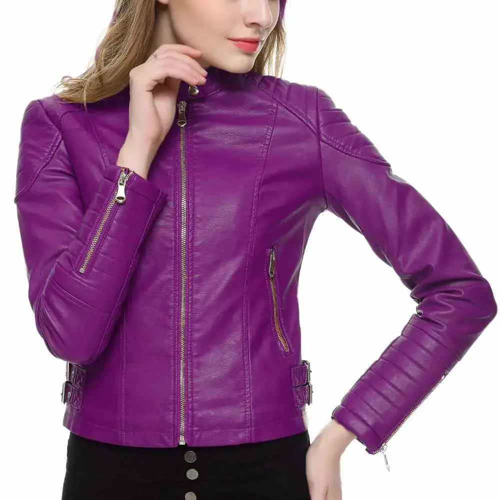 Womens Slim Fit Motorcycle Leather Jacket - Riders Republic UK
