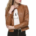 Womens Slim Fit Motorcycle Leather Jacket - Riders Republic UK