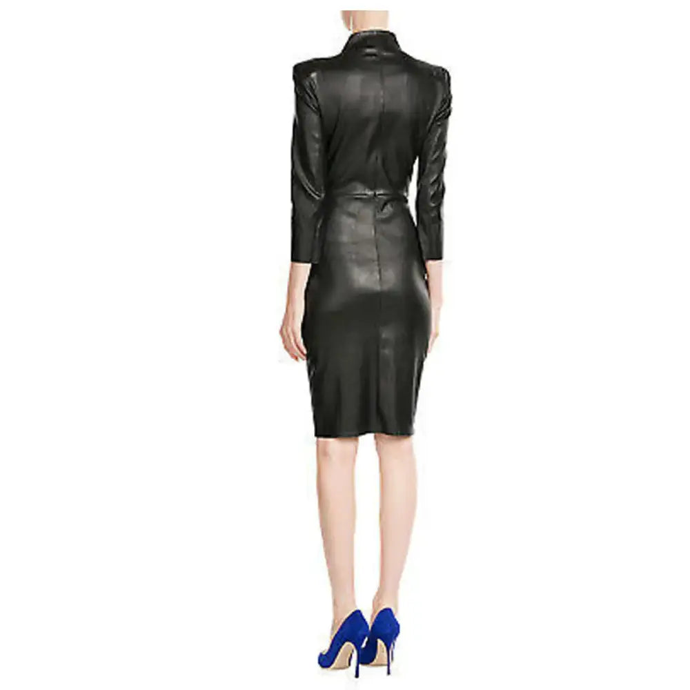 Women’s Slim Fit Short Black Leather Dress - Riders Republic UK