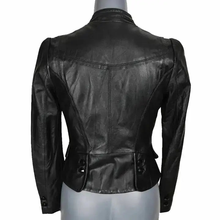 Black Sheepskin Leather Blazer - Riders Republic UK