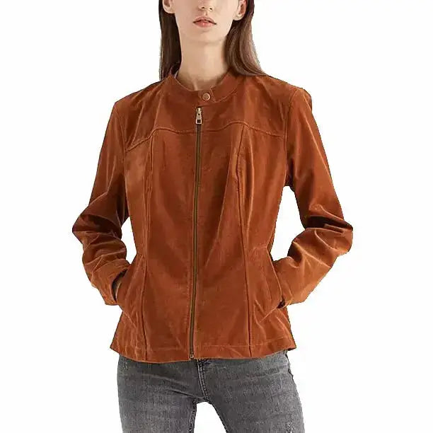 Womens Suede Biker Jacket - Riders Republic UK