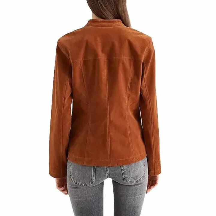 Womens Suede Biker Jacket - Riders Republic UK