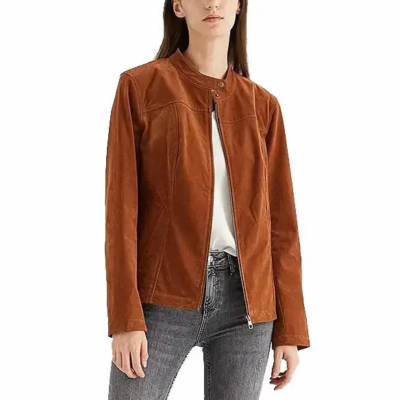 Womens Suede Biker Jacket - Riders Republic UK