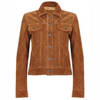 Womens Suede Leather Trucker Jacket - Riders Republic UK