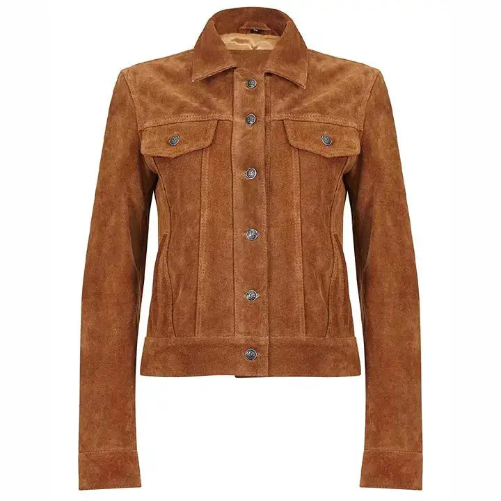 Womens Suede Leather Trucker Jacket - Riders Republic UK