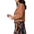 Tan Brown Suede Leather Biker Jacket for Women - Riders Republic UK