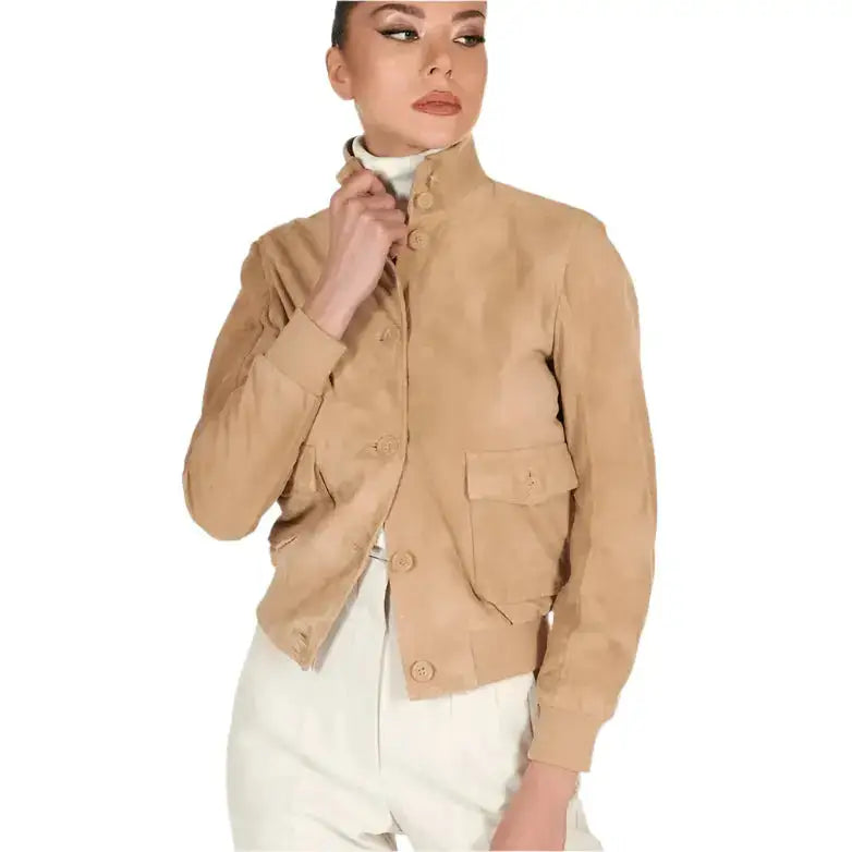 Tan Brown Suede Trucker Jacket Womens - Riders Republic UK