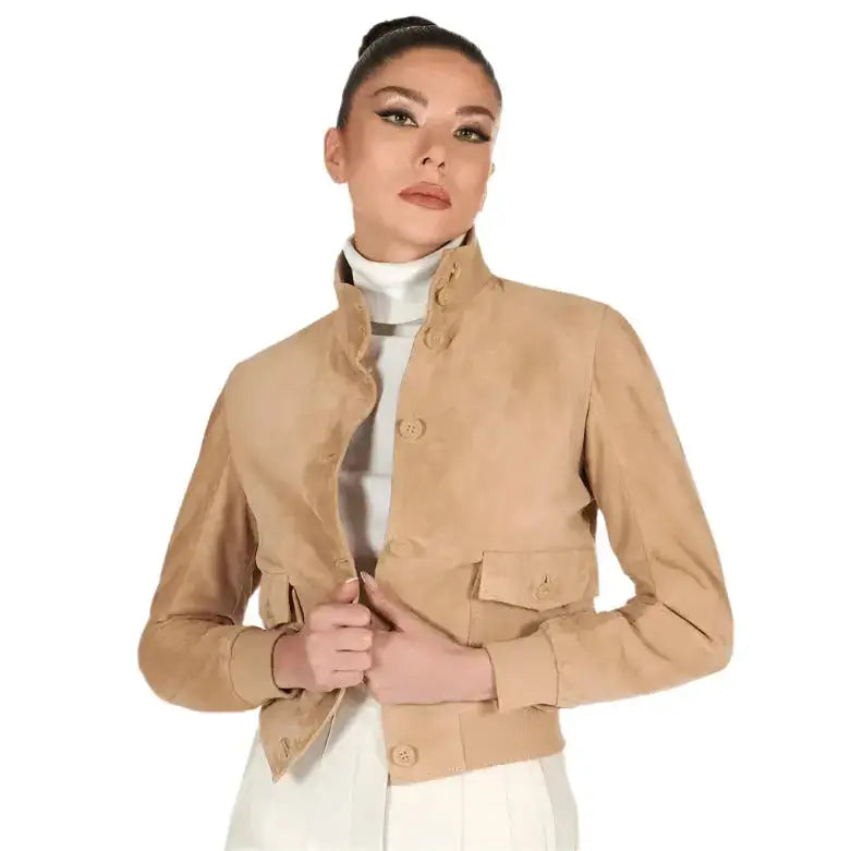 Tan Brown Suede Trucker Jacket Womens - Riders Republic UK