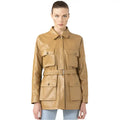 Womens Tan Leather Belted Coat - Riders Republic UK