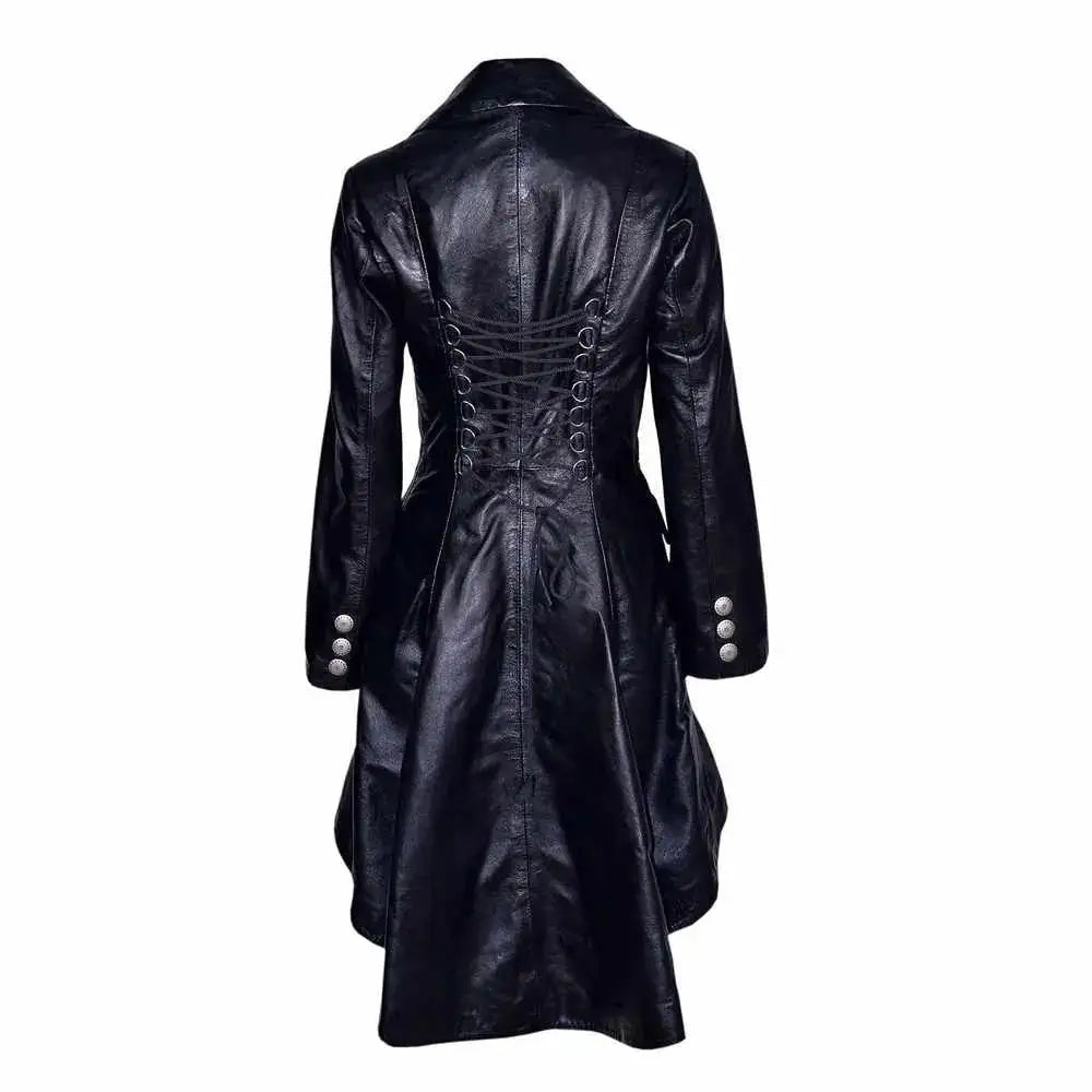 Victorian Black Leather Coat - Riders Republic UK