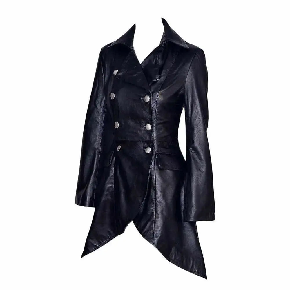 Victorian Black Leather Coat - Riders Republic UK