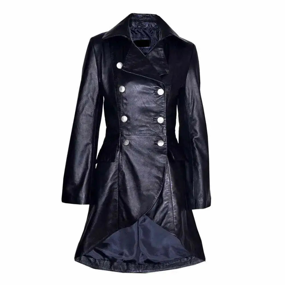 Victorian Black Leather Coat - Riders Republic UK