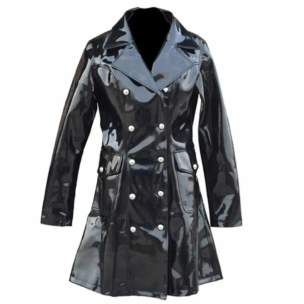 Black Vinyl Military Coat - Riders Republic UK