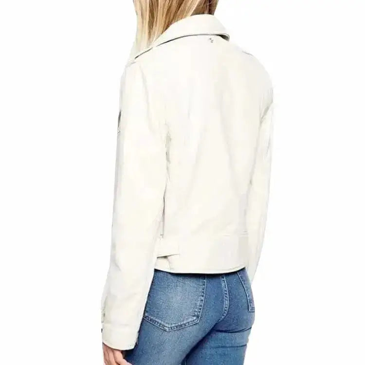 Women’s White Leather Biker Jacket | Riders Republic UK