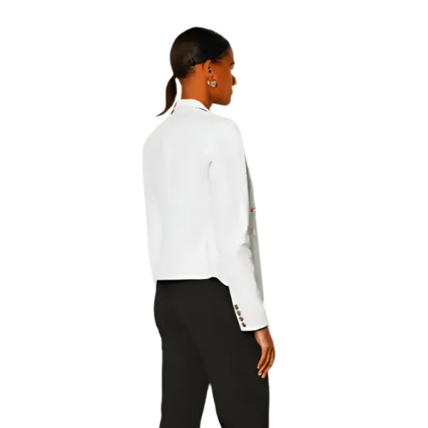 Womens White Leather Blazer Silver Buttons - Riders Republic UK