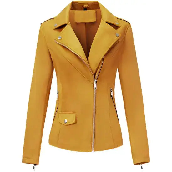 Yellow Suede Moto Biker Jacket for Women - Riders Republic UK