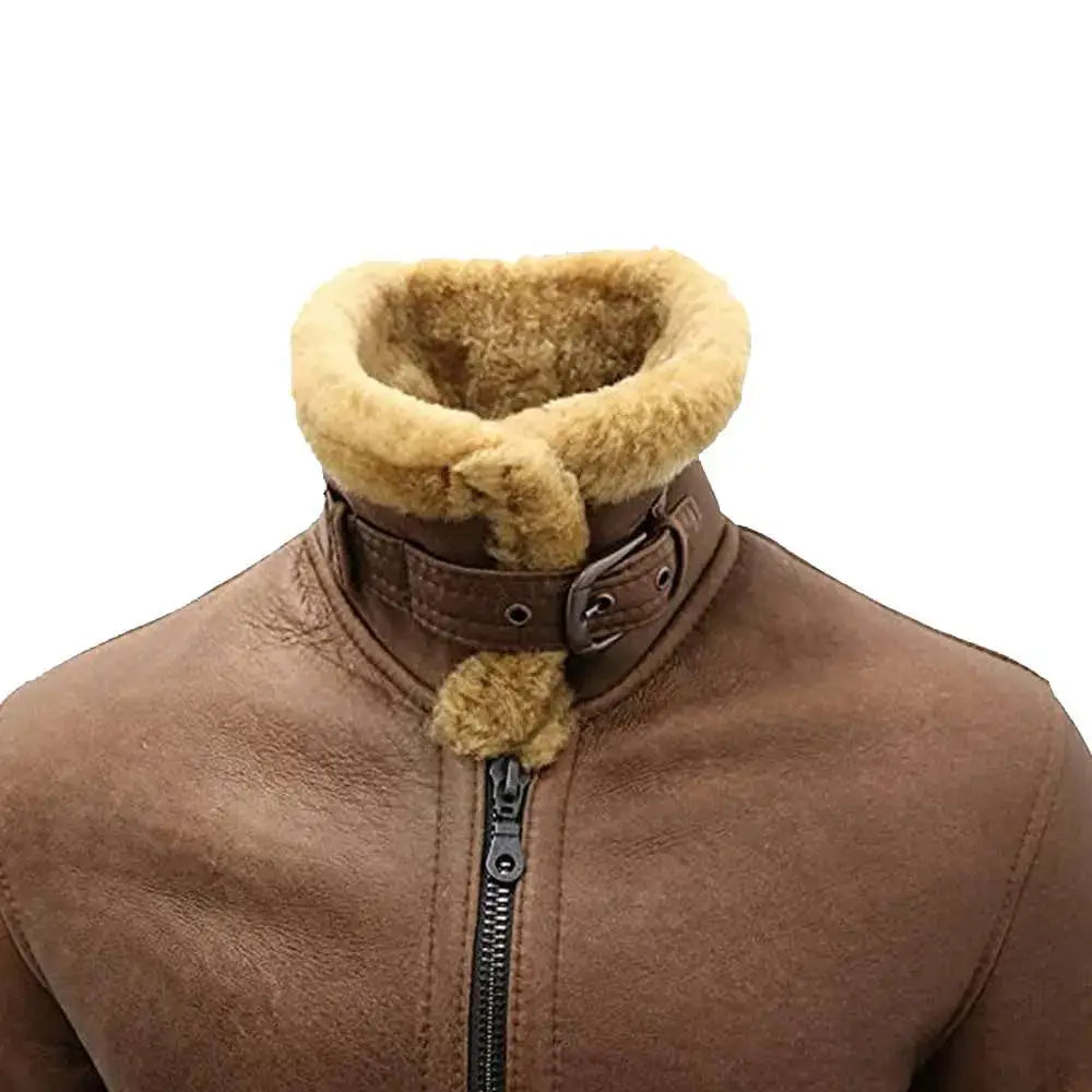 B3 Shearling Fur Long Coat für Herren für Winter-, Aviation- und Pilotenlooks